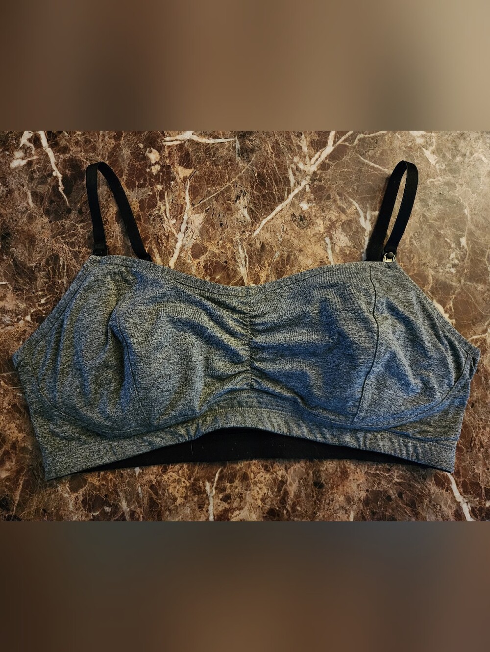 Motherhood Gray Wireless Nursing Bra with Black Adjustable Straps